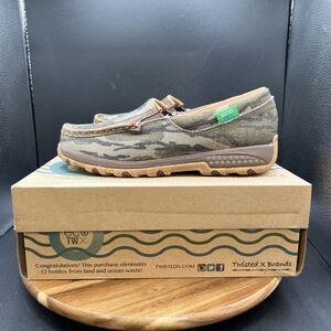 Twisted X Womens Size 8 Slip On Driving Moc-Camo Shoes Cellstretch WXC0010